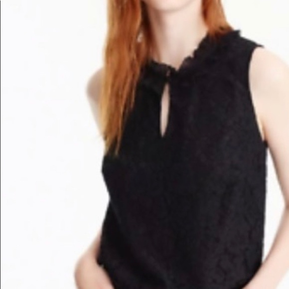 J.Crew Lace Ruffle Neck Top - Picture 2 of 7